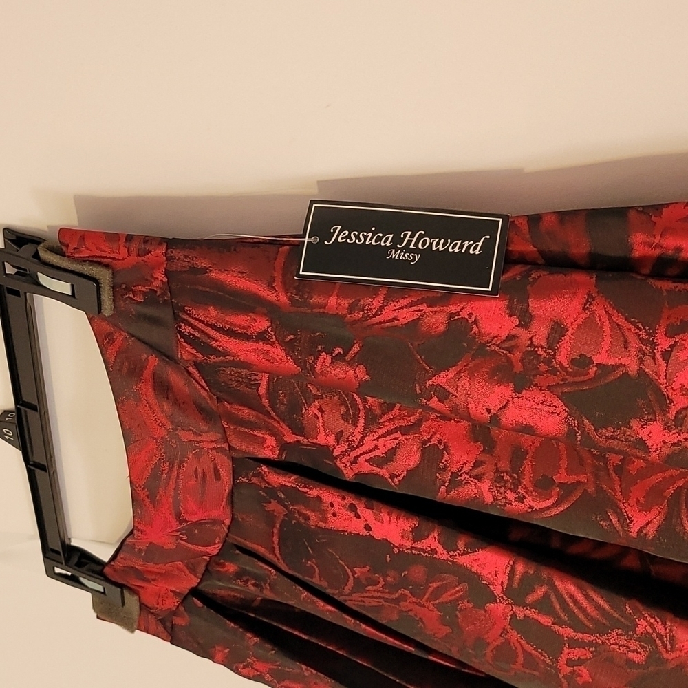 Jessica Howard Women's Black Red Floral Long Skirt - Picture 4 of 15